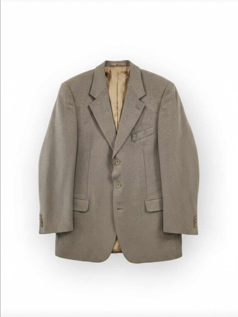 Cavelli Disegno Esclusivo Silk Wool Blend Tan Micro-Plaid Blazer Sport Coat - 42